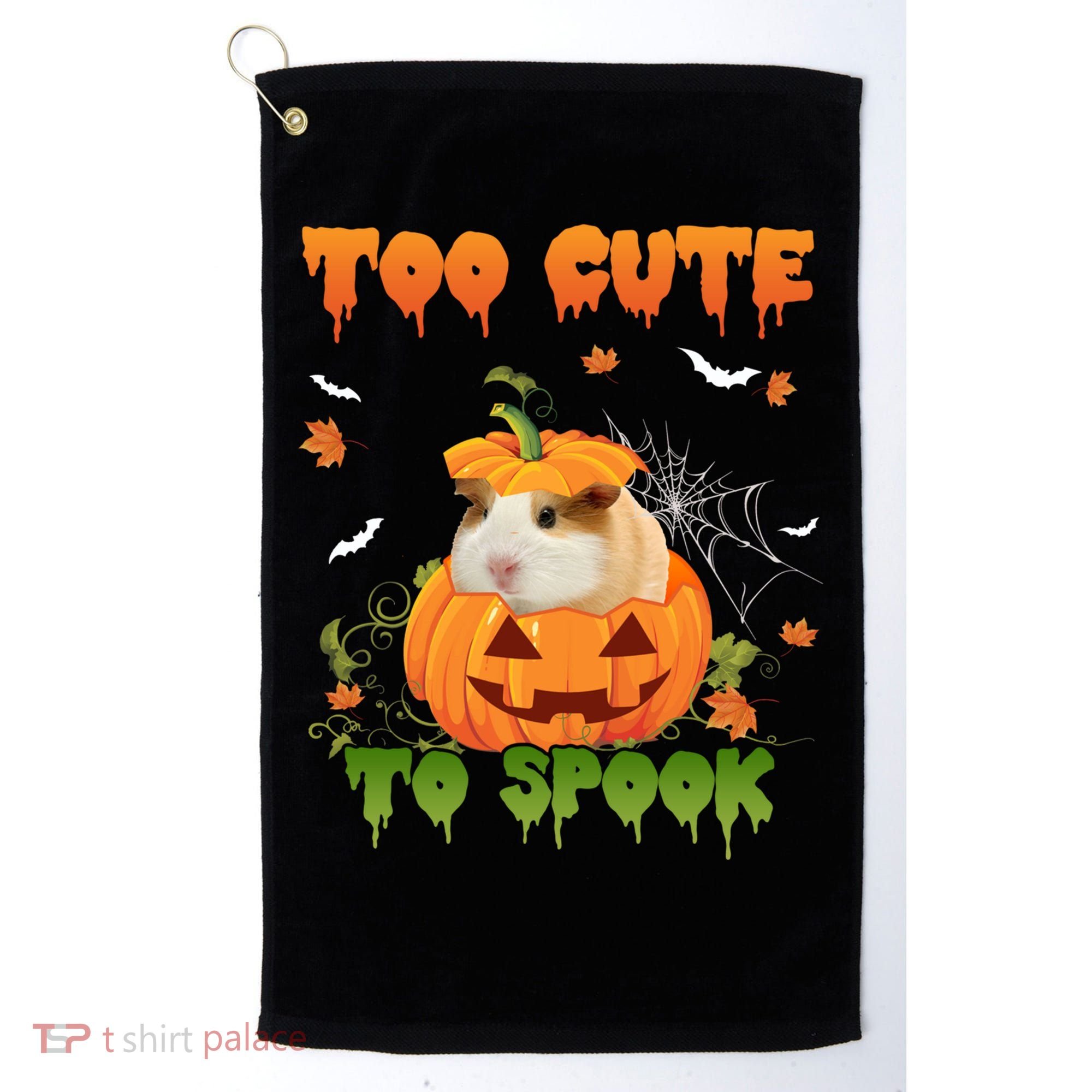 Too Cute To Spook Cute Halloween Pumpkin Hat Guinea Pig Pet Cool Gift Golf Towel