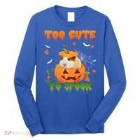 Too Cute To Spook Cute Halloween Pumpkin Hat Guinea Pig Pet Cool Gift Long Sleeve Shirt thumb 0