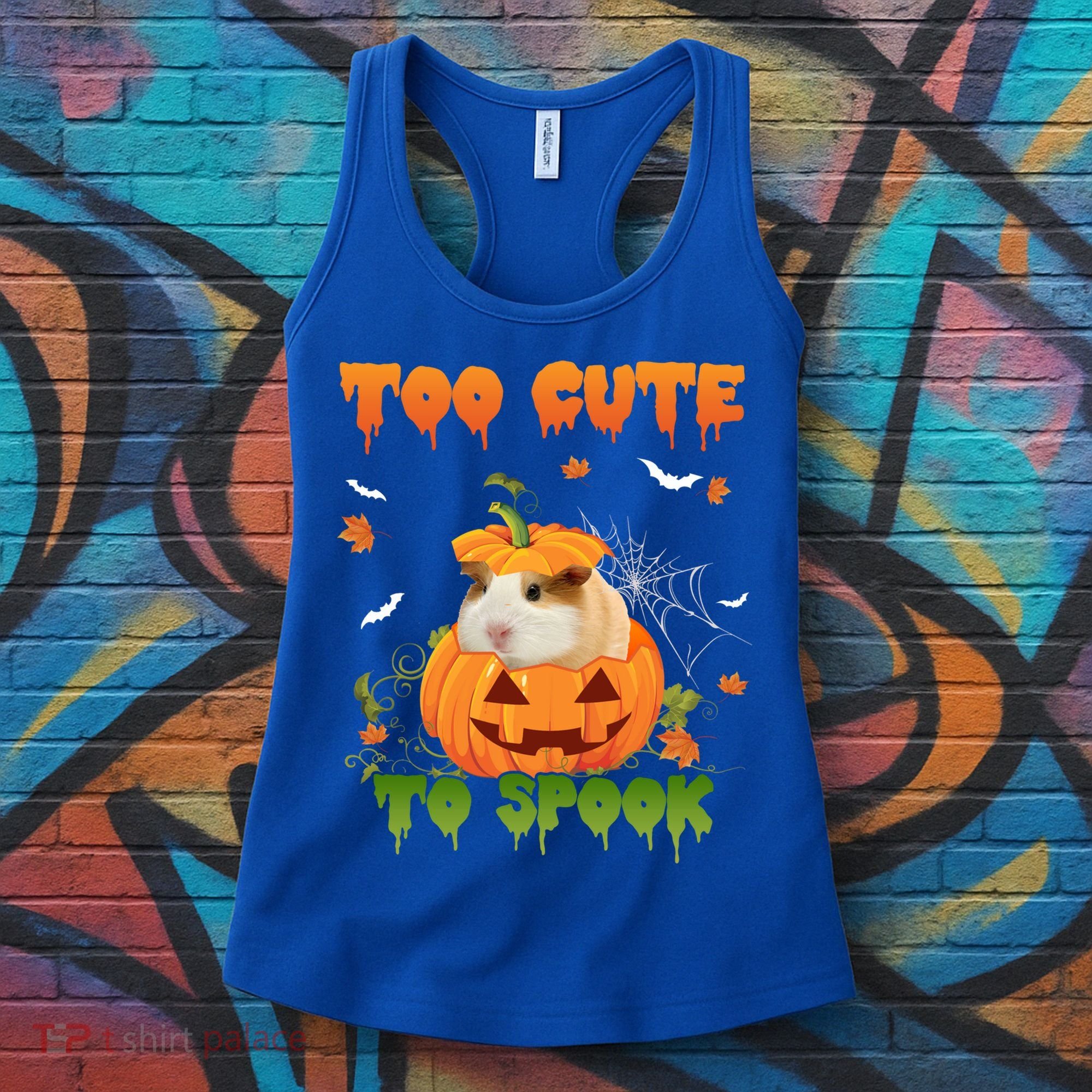 Too Cute To Spook Cute Halloween Pumpkin Hat Guinea Pig Pet Cool Gift Women's Tank Top