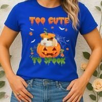 Too Cute To Spook Cute Halloween Pumpkin Hat Guinea Pig Pet Cool Gift Women's T-Shirt thumb 2