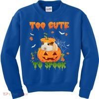 Too Cute To Spook Cute Halloween Pumpkin Hat Guinea Pig Pet Cool Gift Kids Sweatshirt thumb 0