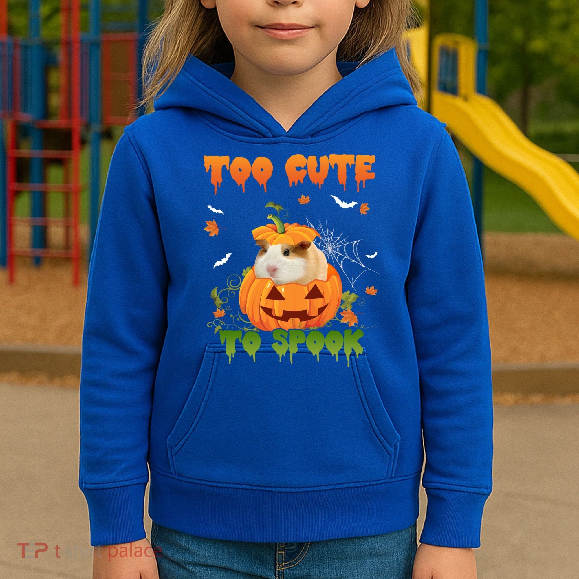 Too Cute To Spook Cute Halloween Pumpkin Hat Guinea Pig Pet Cool Gift Kids Hoodie