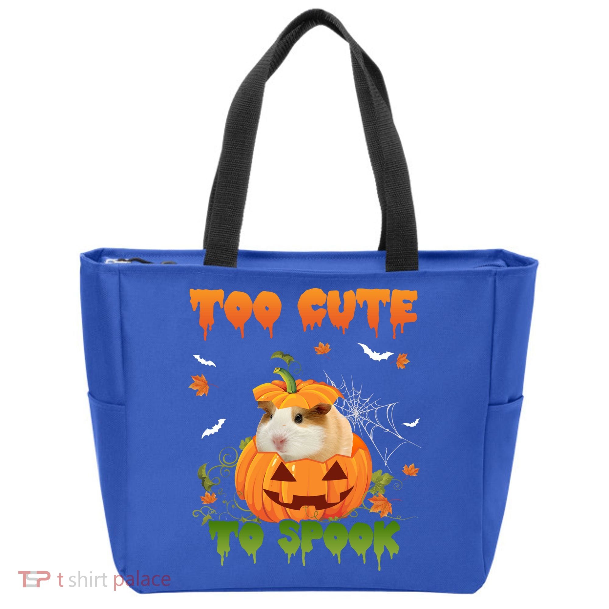 Too Cute To Spook Cute Halloween Pumpkin Hat Guinea Pig Pet Cool Gift Tote Bag