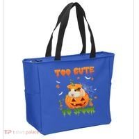 Too Cute To Spook Cute Halloween Pumpkin Hat Guinea Pig Pet Cool Gift Tote Bag thumb 2