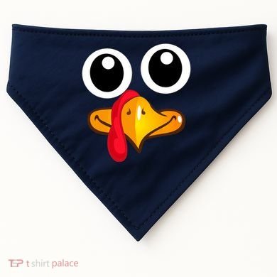 Thanksgiving Cute Turkey Face USA-Made Doggie Bandana
