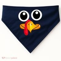 Thanksgiving Cute Turkey Face USA-Made Doggie Bandana thumb 0