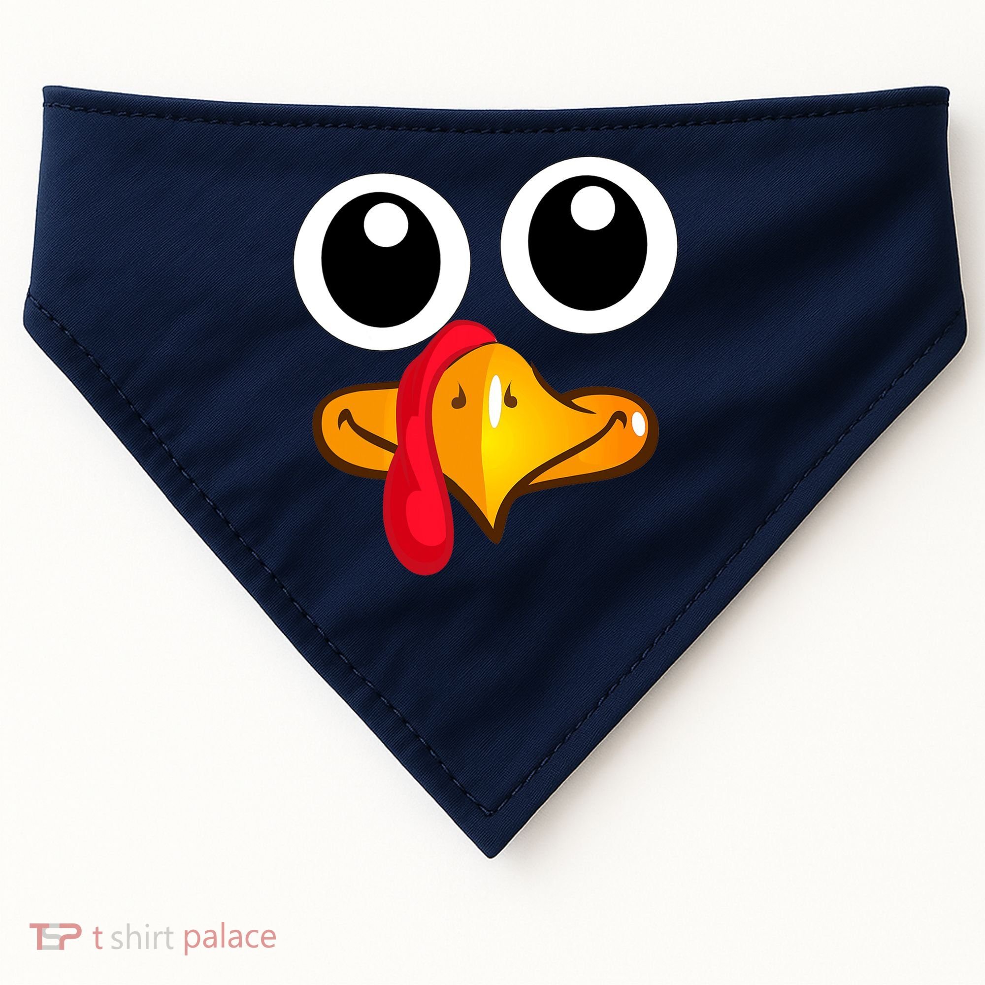 Thanksgiving Cute Turkey Face USA-Made Doggie Bandana