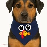 Thanksgiving Cute Turkey Face USA-Made Doggie Bandana thumb 1
