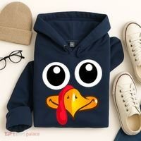 Thanksgiving Cute Turkey Face Hoodie thumb 4