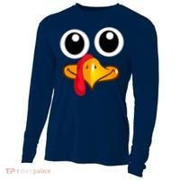 Thanksgiving Cute Turkey Face Cooling Performance Long Sleeve Crew thumb 0
