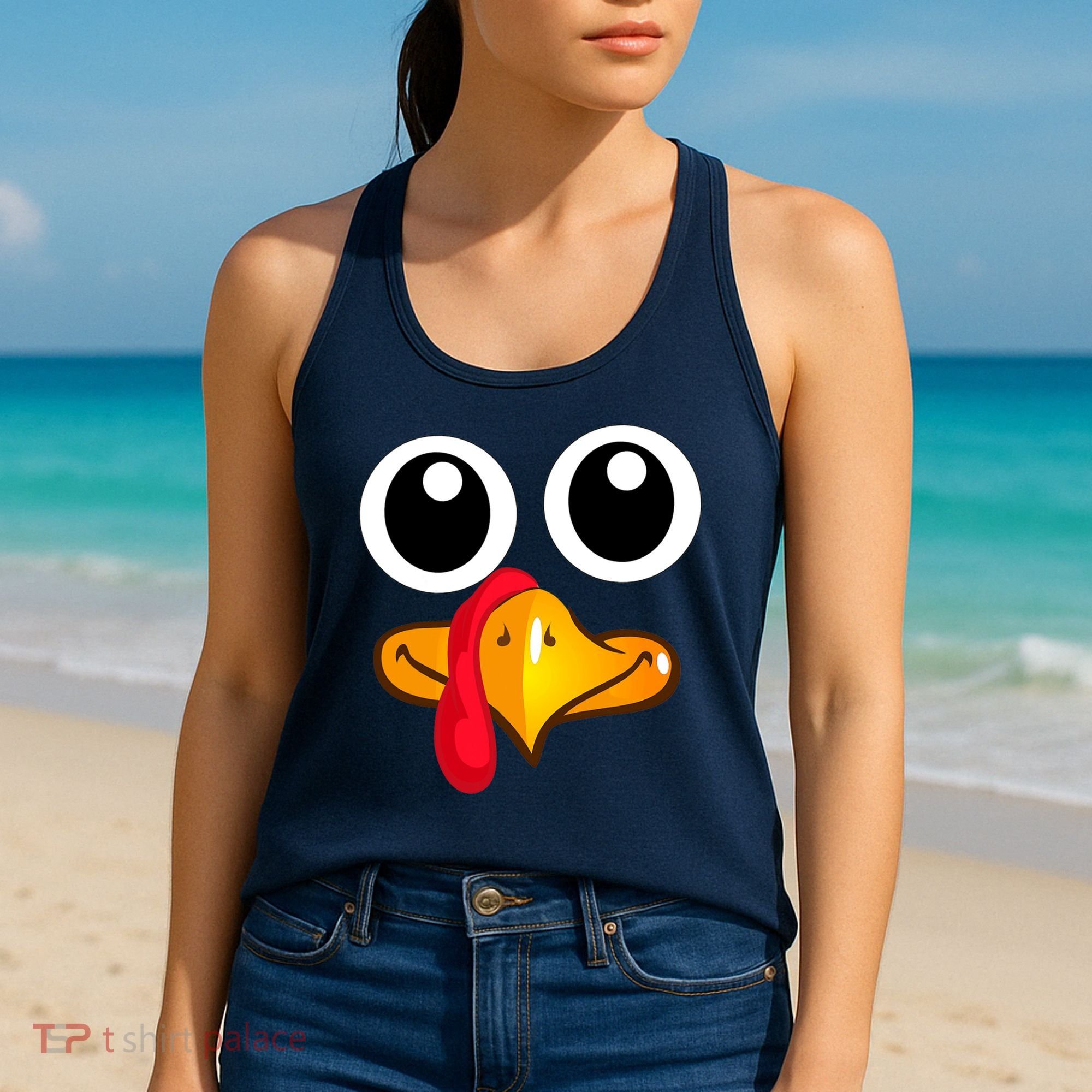 Thanksgiving Cute Turkey Face Women's Tank Top