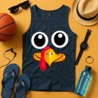 Thanksgiving Cute Turkey Face Tank Top thumb 4