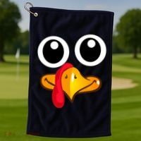 Thanksgiving Cute Turkey Face Golf Towel thumb 1