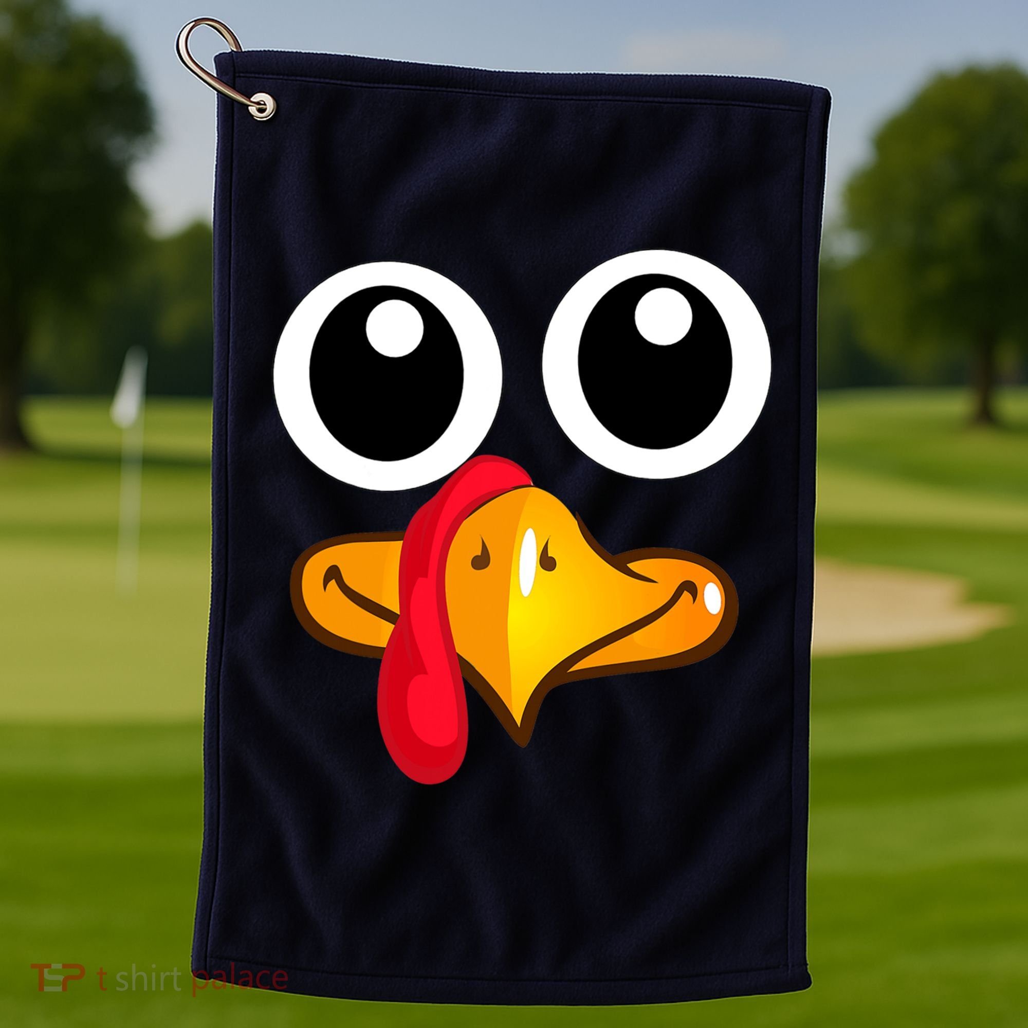 Thanksgiving Cute Turkey Face Golf Towel