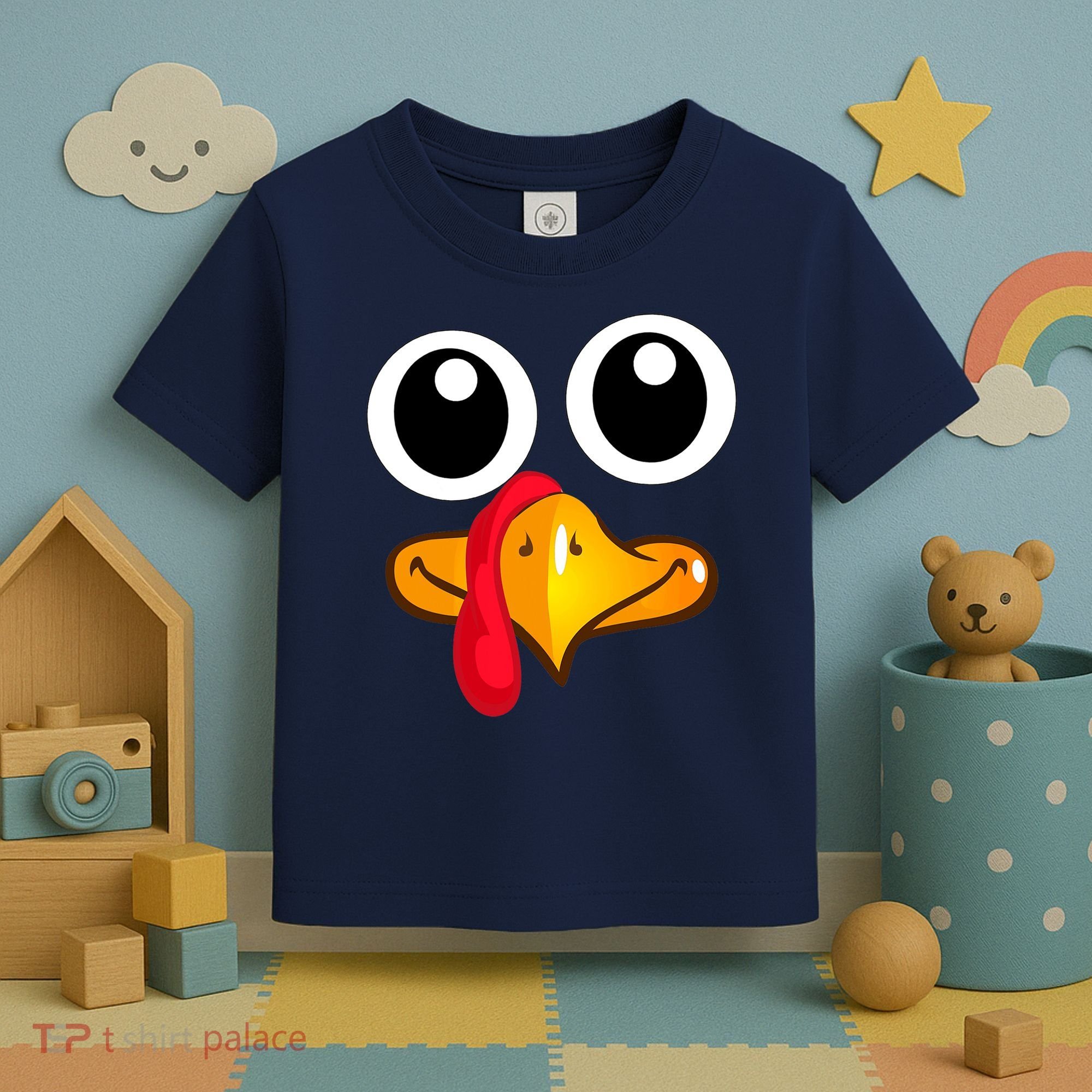 Thanksgiving Cute Turkey Face Toddler T-Shirt