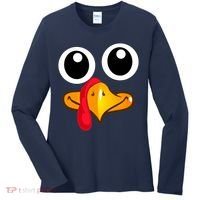 Thanksgiving Cute Turkey Face Women's Long Sleeve Shirt thumb 0