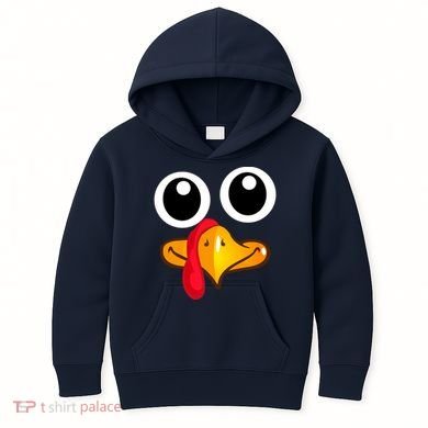 Thanksgiving Cute Turkey Face Kids Hoodie