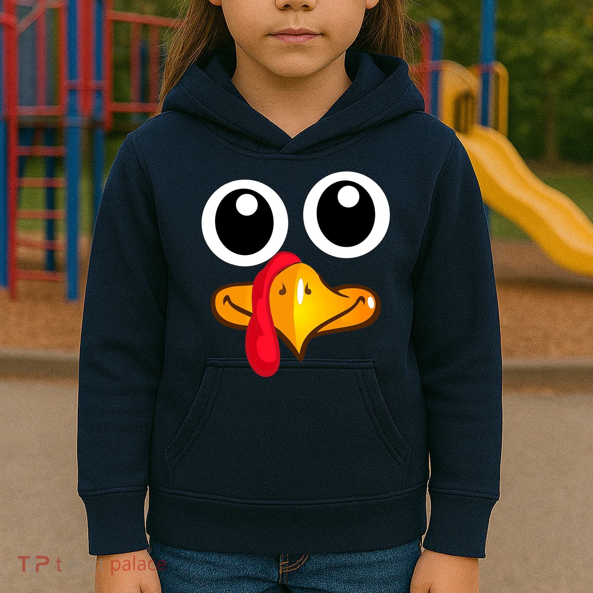 Thanksgiving Cute Turkey Face Kids Hoodie