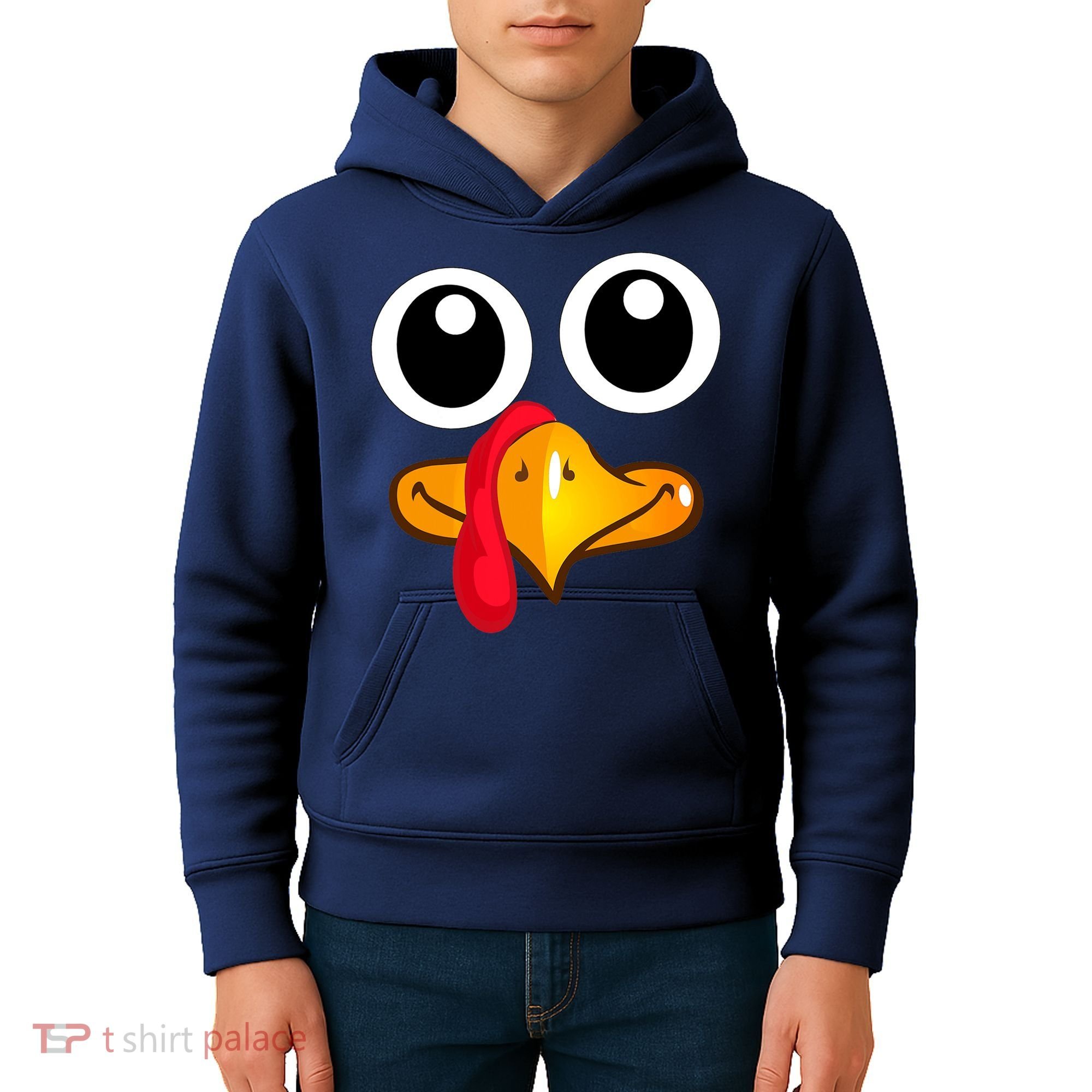 Thanksgiving Cute Turkey Face Kids Hoodie