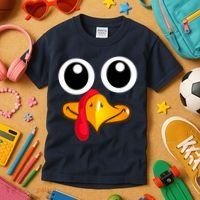 Thanksgiving Cute Turkey Face Kids T-Shirt thumb 3