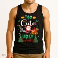 Too Cute To Wear Ugly Sweaters Christmas Tank Top thumb 3
