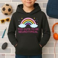 Too Cute To Be Neurotypical Rainbow Kids Hoodie thumb 2