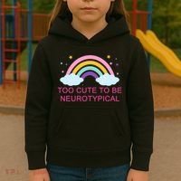 Too Cute To Be Neurotypical Rainbow Kids Hoodie thumb 3