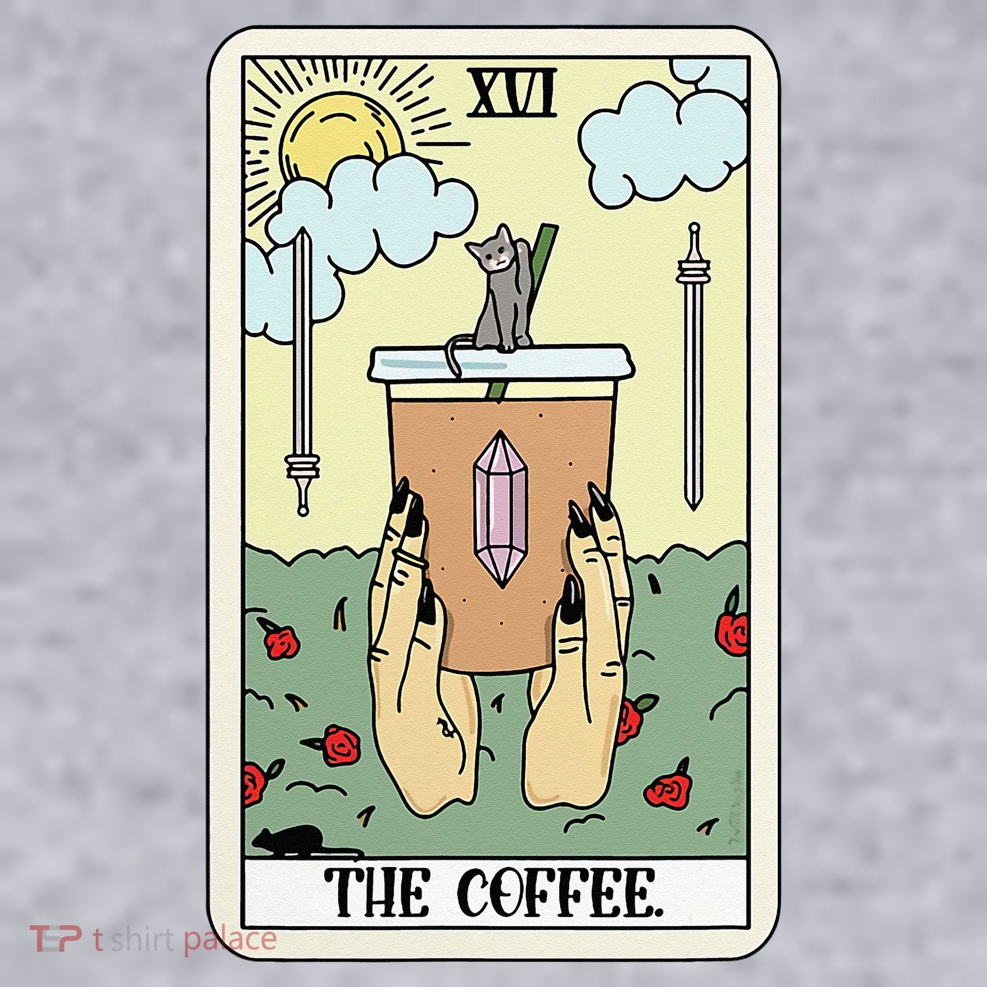 The Coffee Tarot Card Coffee Lover Caffeinated Witchy Hand Women's Sweatshirt