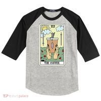 The Coffee Tarot Card Coffee Lover Caffeinated Witchy Hand Raglan Baseball Sleeve Shirt thumb 0