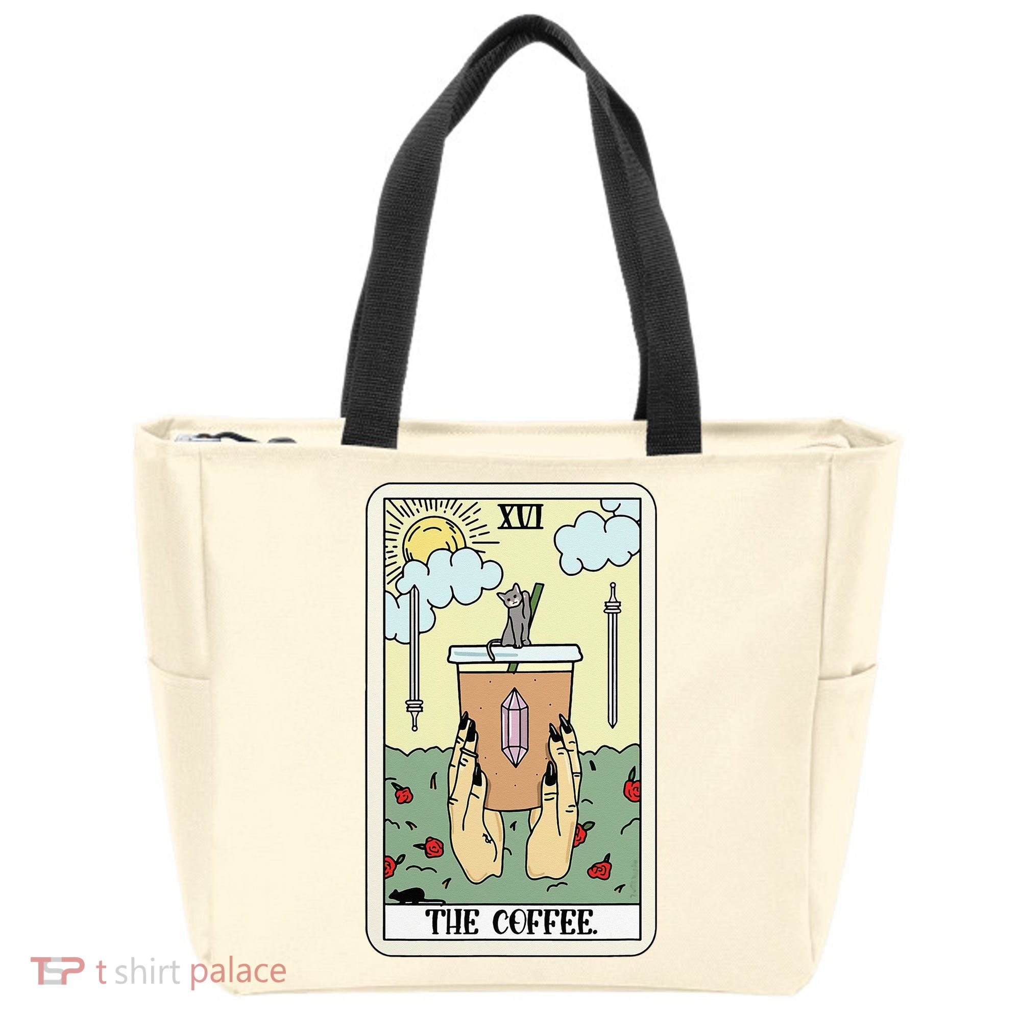 The Coffee Tarot Card Coffee Lover Caffeinated Witchy Hand Tote Bag