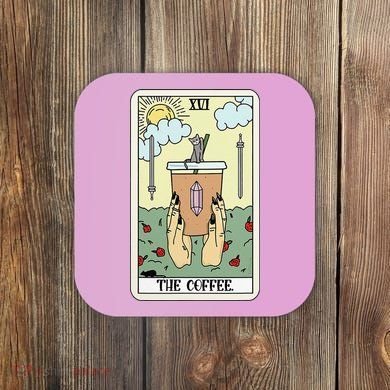 The Coffee Tarot Card Coffee Lover Caffeinated Witchy Hand Coaster