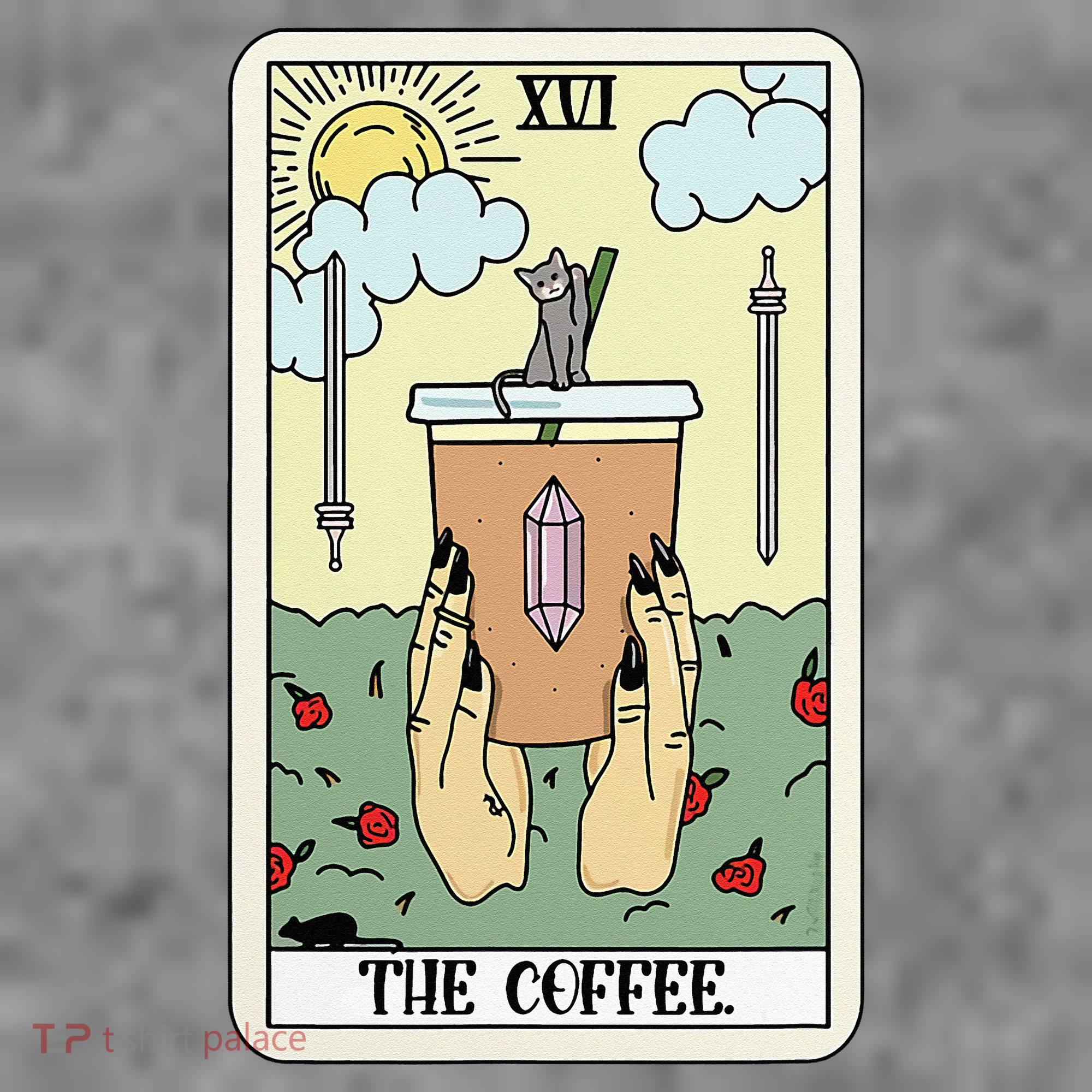 The Coffee Tarot Card Coffee Lover Caffeinated Witchy Hand Tall Sweatshirt