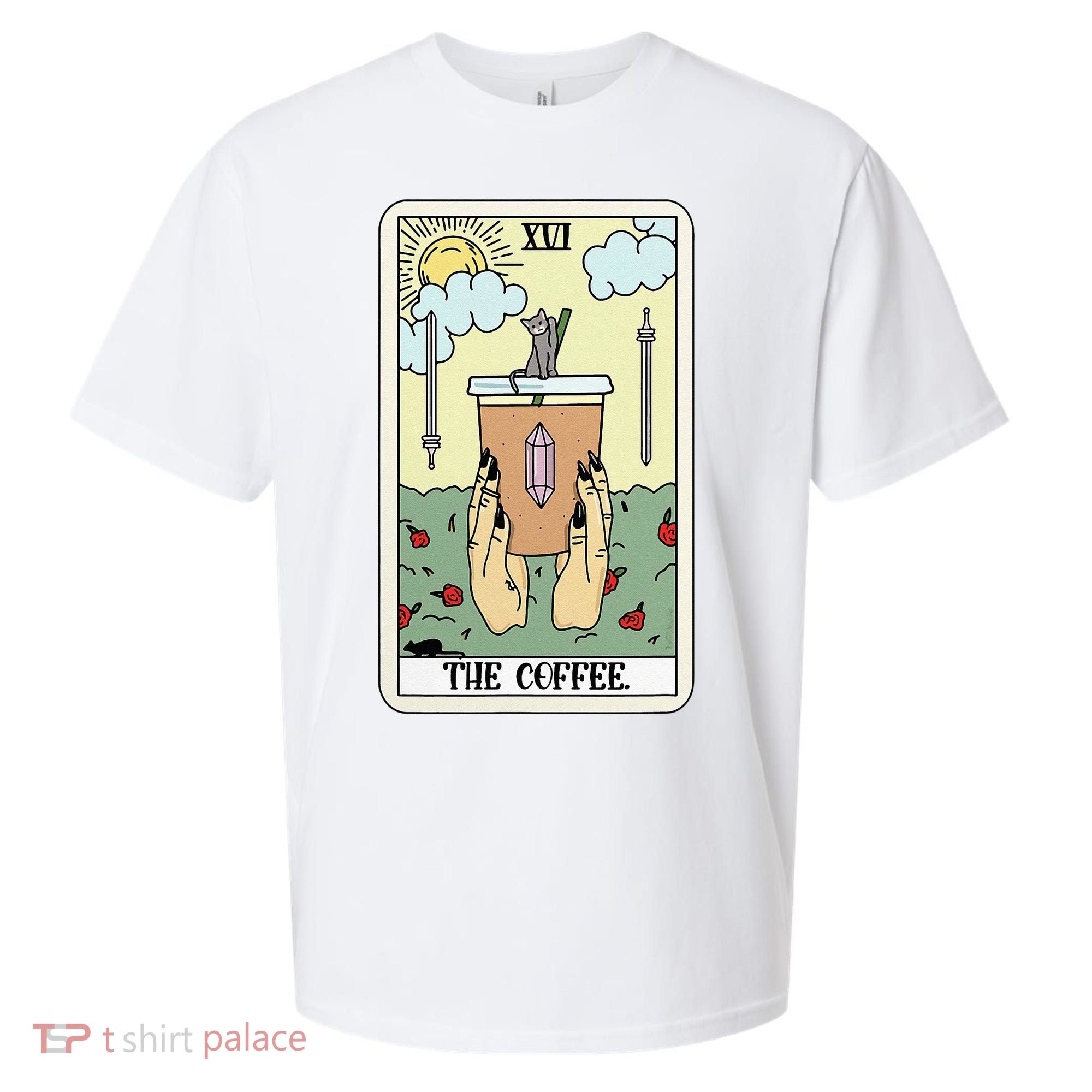 The Coffee Tarot Card Coffee Lover Caffeinated Witchy Hand Sueded Cloud Jersey T-Shirt
