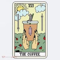 The Coffee Tarot Card Coffee Lover Caffeinated Witchy Hand Sueded Cloud Jersey T-Shirt thumb 2