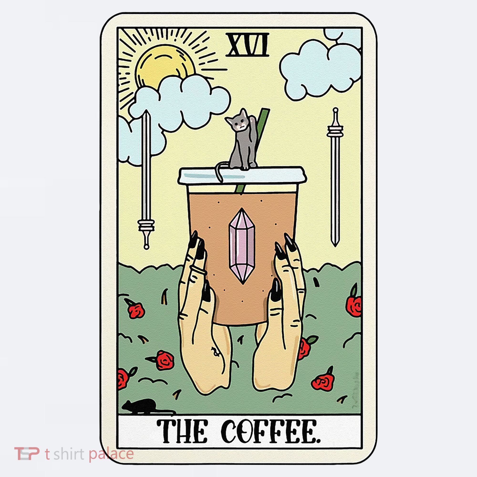 The Coffee Tarot Card Coffee Lover Caffeinated Witchy Hand Sueded Cloud Jersey T-Shirt
