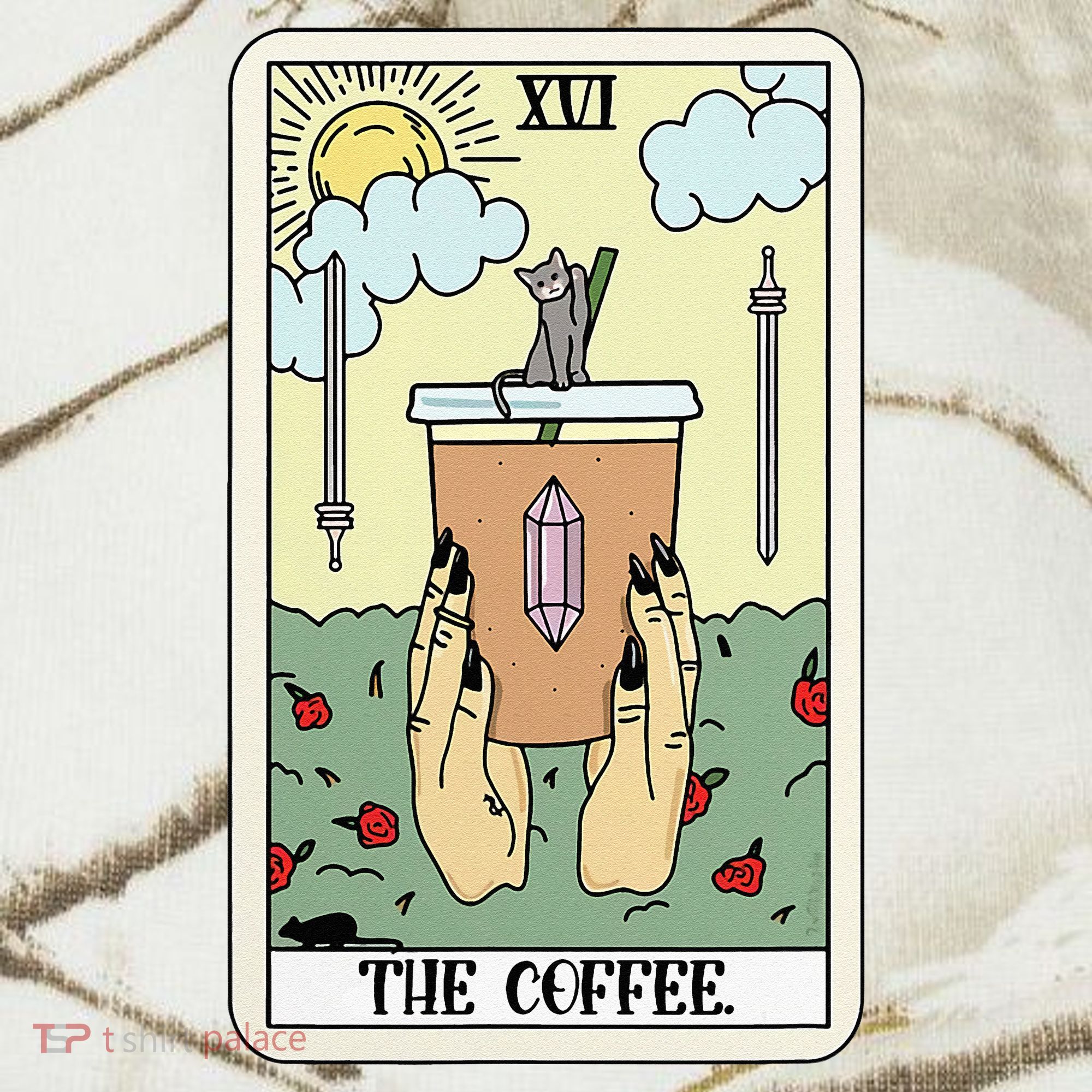 The Coffee Tarot Card Coffee Lover Caffeinated Witchy Hand Kati Licensed 12" Camo Cuffed Beanie