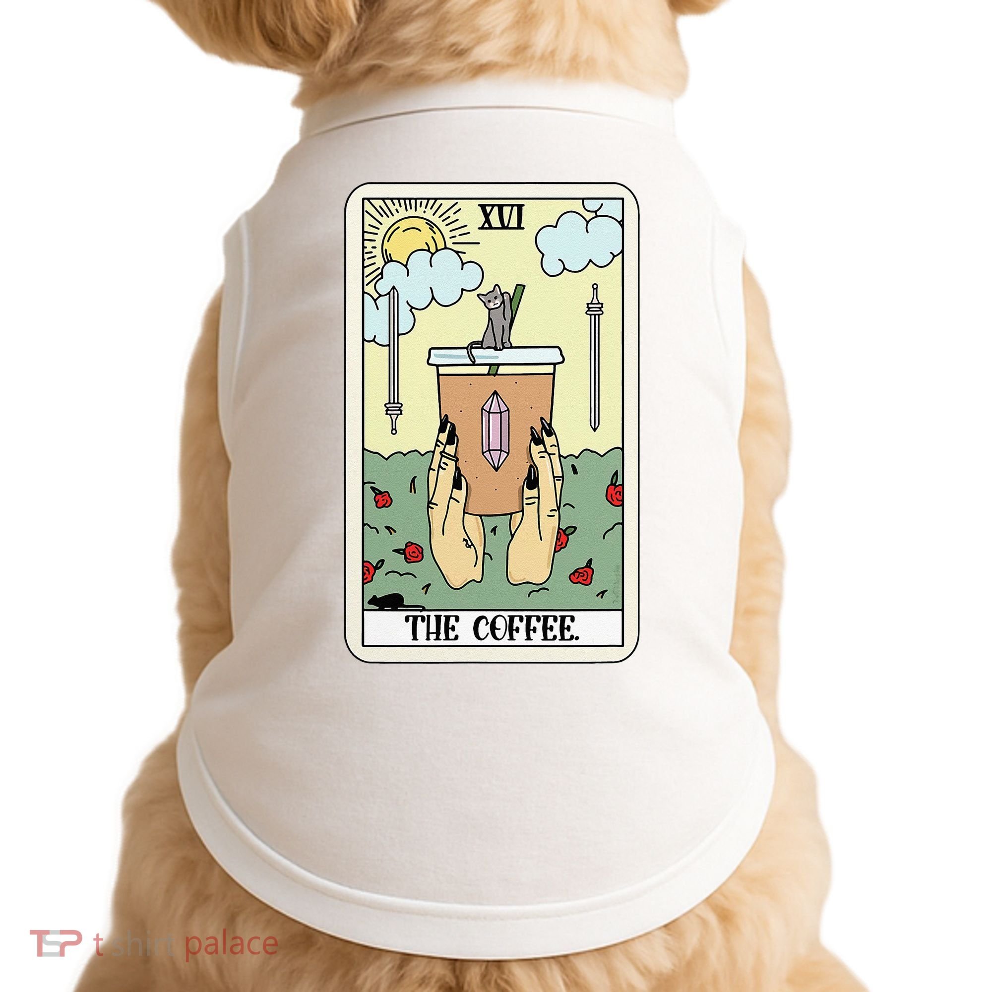 The Coffee Tarot Card Coffee Lover Caffeinated Witchy Hand Doggie Tank