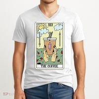 The Coffee Tarot Card Coffee Lover Caffeinated Witchy Hand V-Neck T-Shirt thumb 2