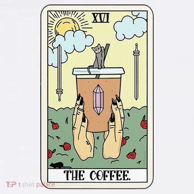 The Coffee Tarot Card Coffee Lover Caffeinated Witchy Hand V-Neck T-Shirt