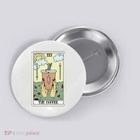 The Coffee Tarot Card Coffee Lover Caffeinated Witchy Hand Button thumb 0