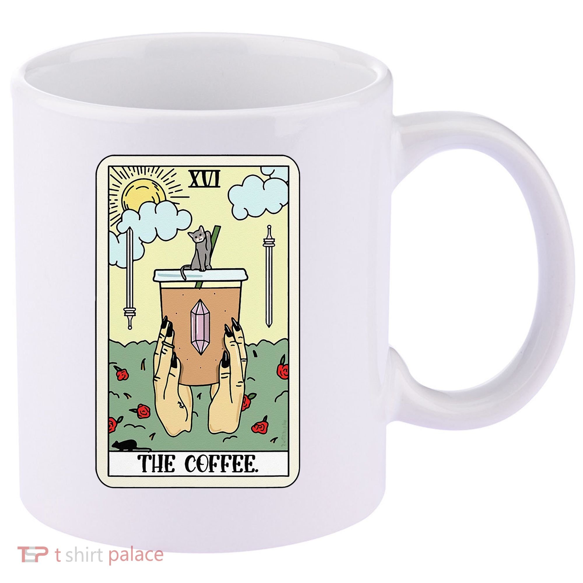 The Coffee Tarot Card Coffee Lover Caffeinated Witchy Hand 11oz C Handle Ceramic Mug