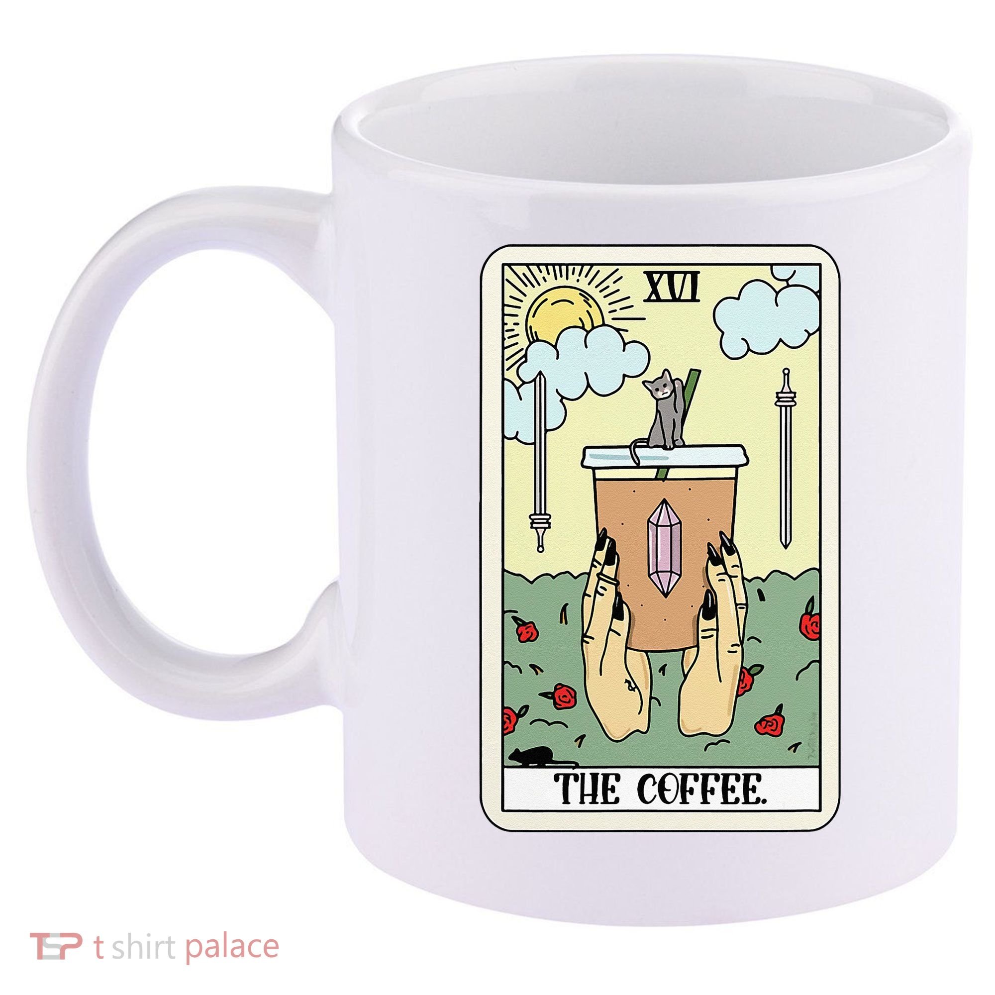 The Coffee Tarot Card Coffee Lover Caffeinated Witchy Hand 11oz C Handle Ceramic Mug