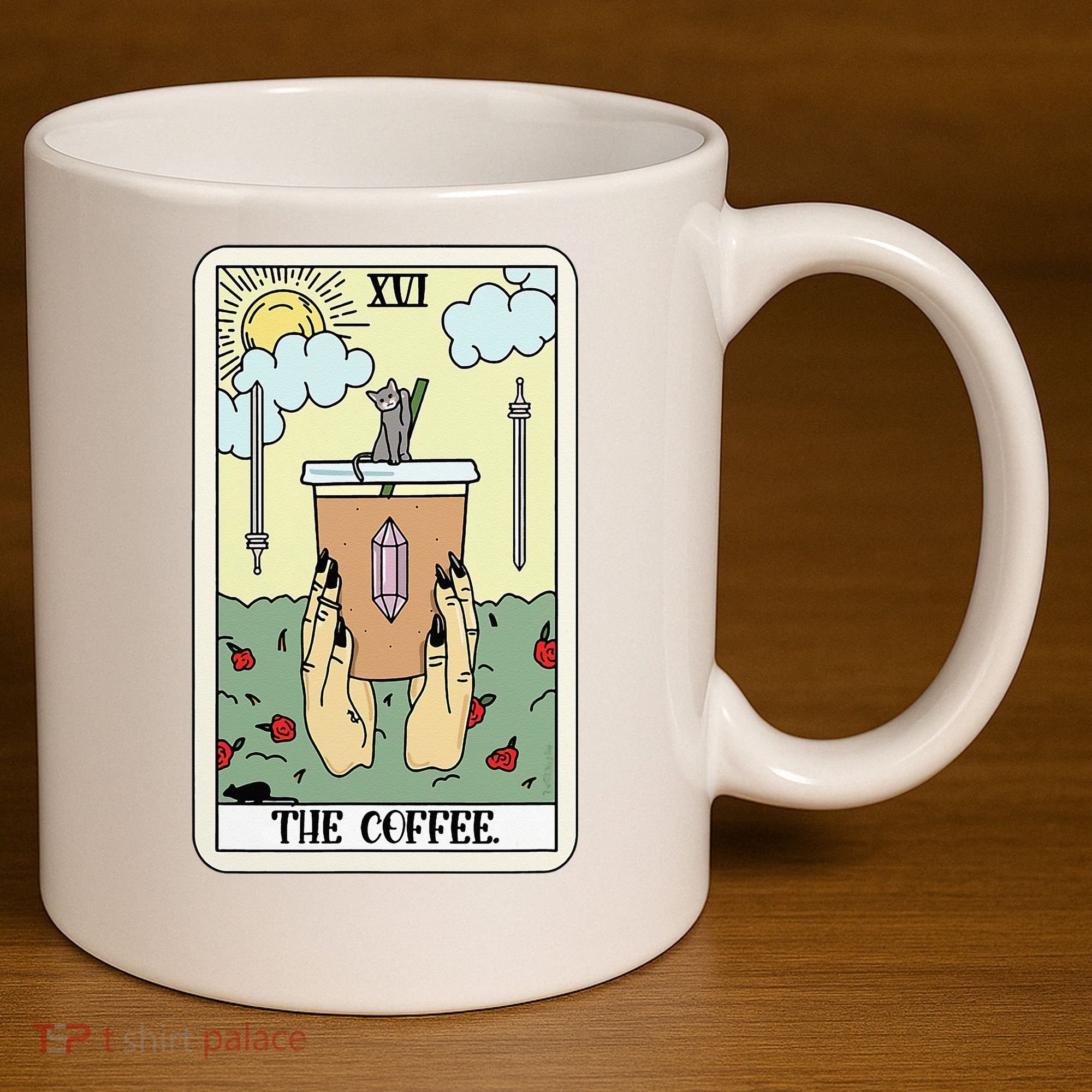 The Coffee Tarot Card Coffee Lover Caffeinated Witchy Hand 11oz C Handle Ceramic Mug