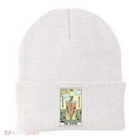 The Coffee Tarot Card Coffee Lover Caffeinated Witchy Hand Beanie thumb 0