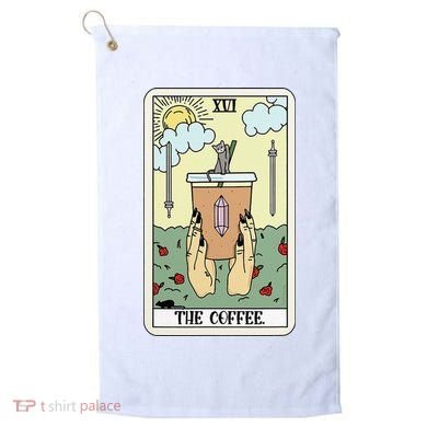 The Coffee Tarot Card Coffee Lover Caffeinated Witchy Hand Golf Towel