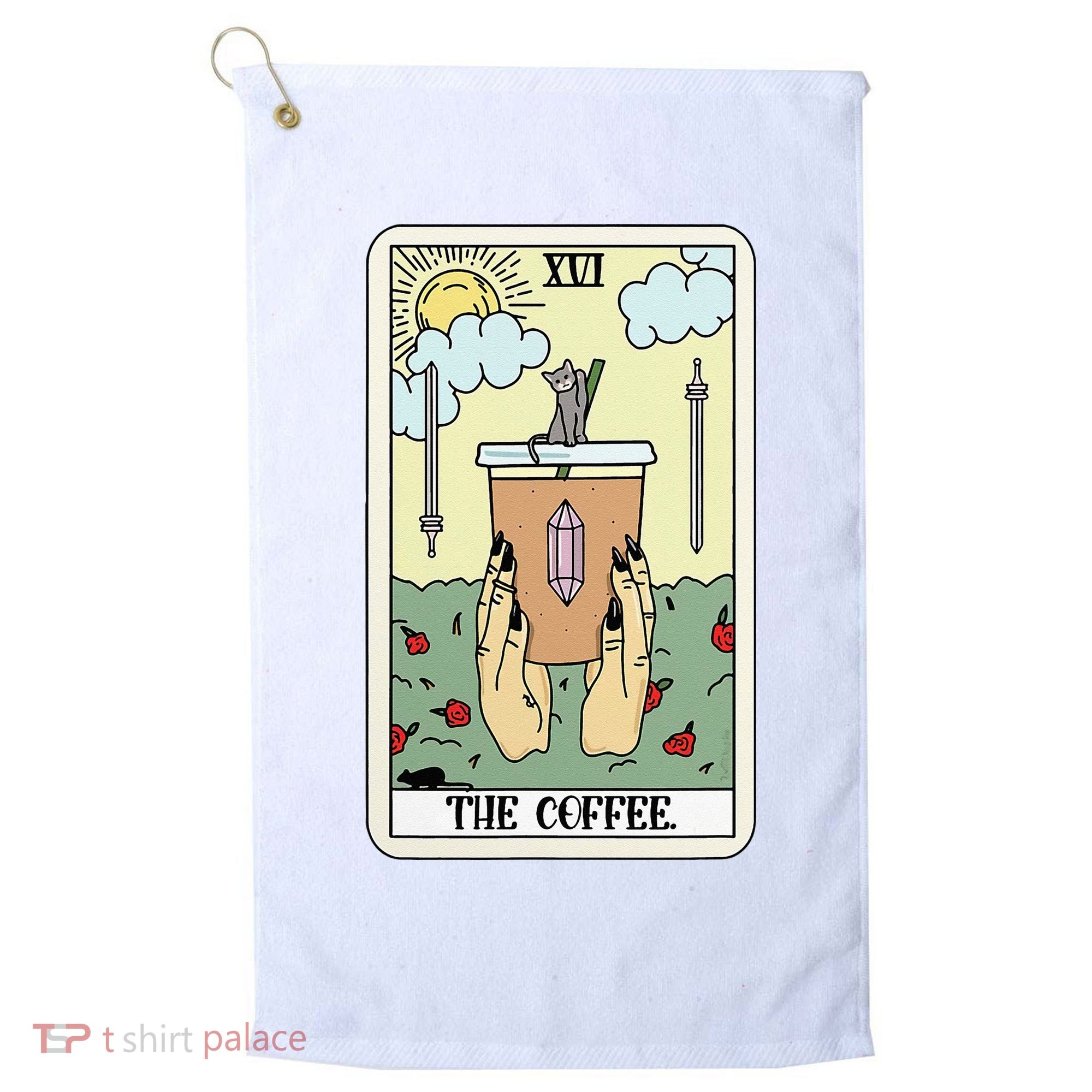 The Coffee Tarot Card Coffee Lover Caffeinated Witchy Hand Golf Towel