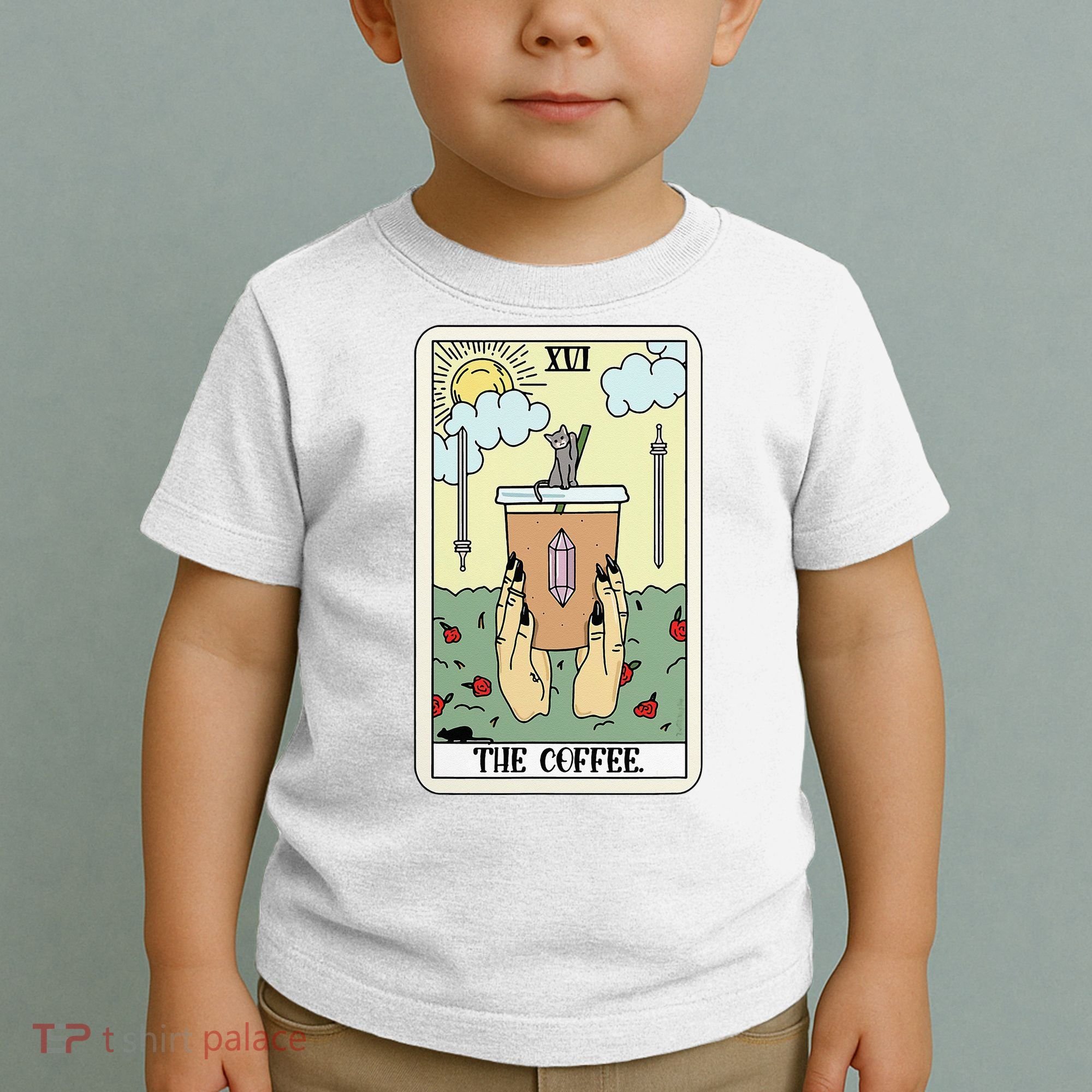 The Coffee Tarot Card Coffee Lover Caffeinated Witchy Hand Toddler T-Shirt