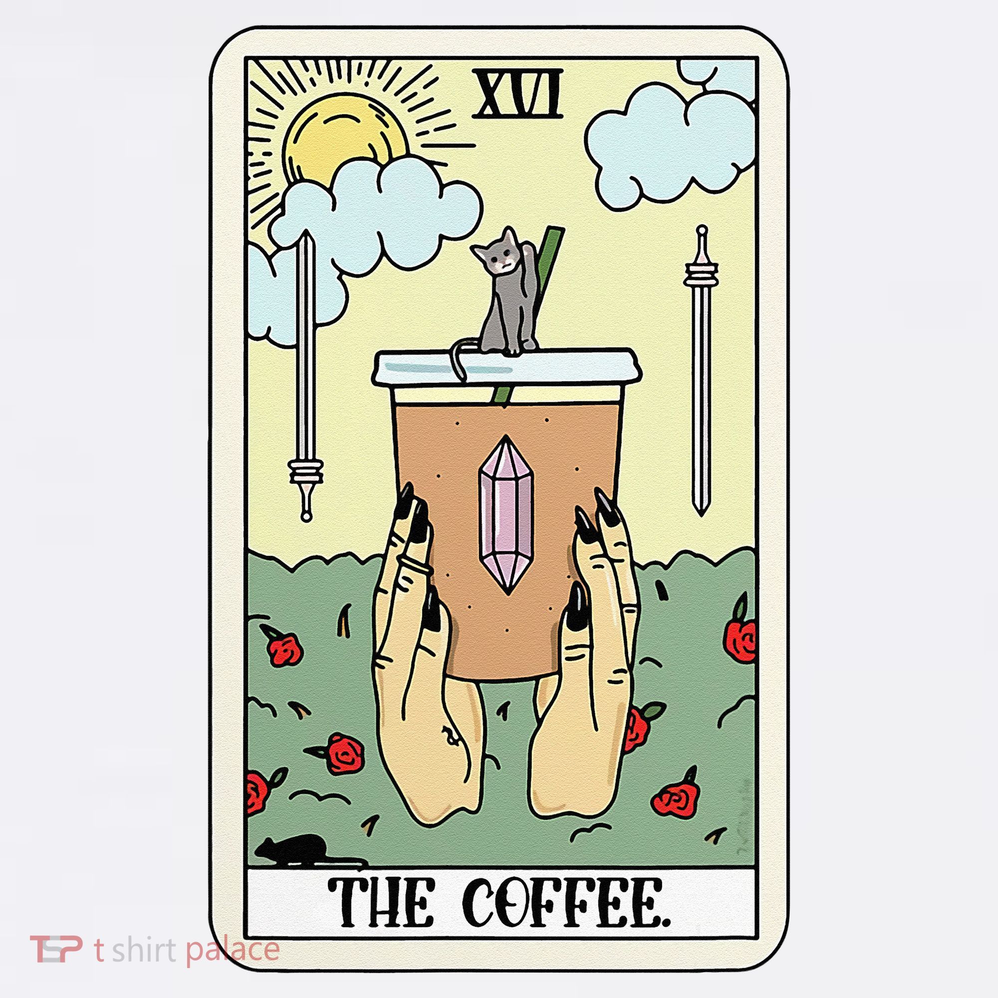 The Coffee Tarot Card Coffee Lover Caffeinated Witchy Hand Kids Sweatshirt