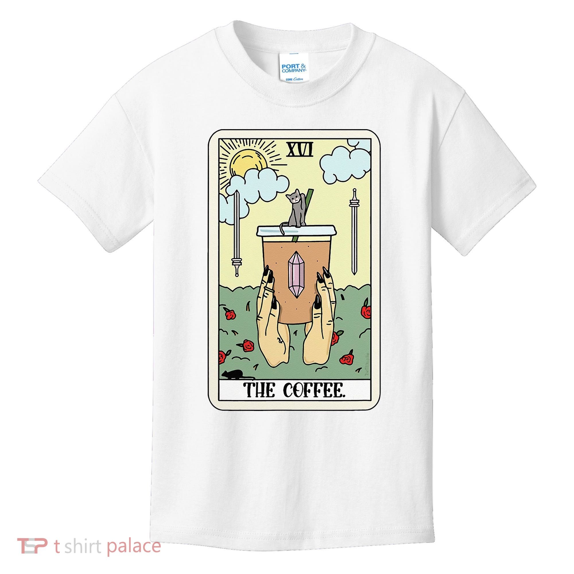 The Coffee Tarot Card Coffee Lover Caffeinated Witchy Hand Kids T-Shirt