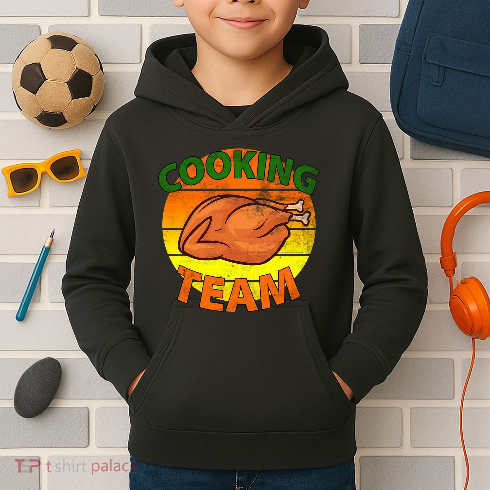 Thanksgiving Cooking Team Family Matching Kids Hoodie